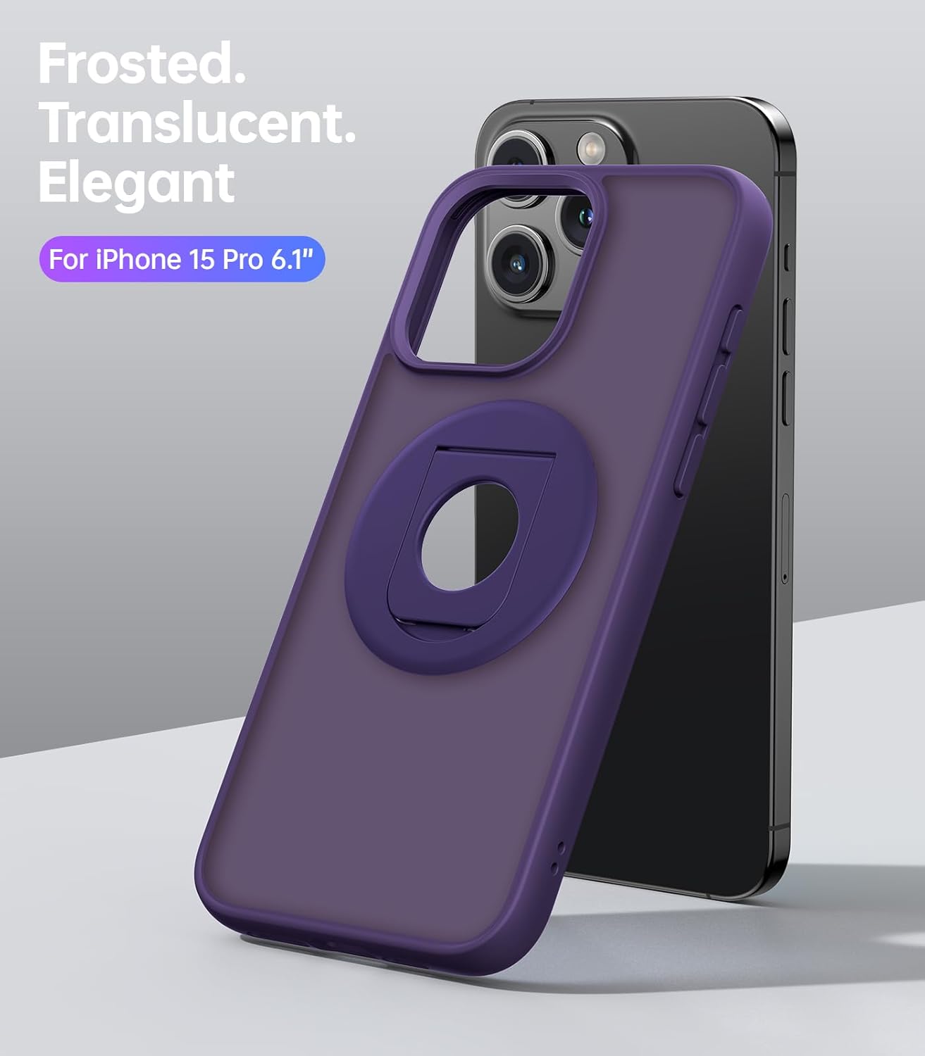Meifigno MagicRing Series – Funda diseñada para iPhone 15 Pro, soporte y soporte de anillo giratorio de 360, compatible con MagSafe, protección de
