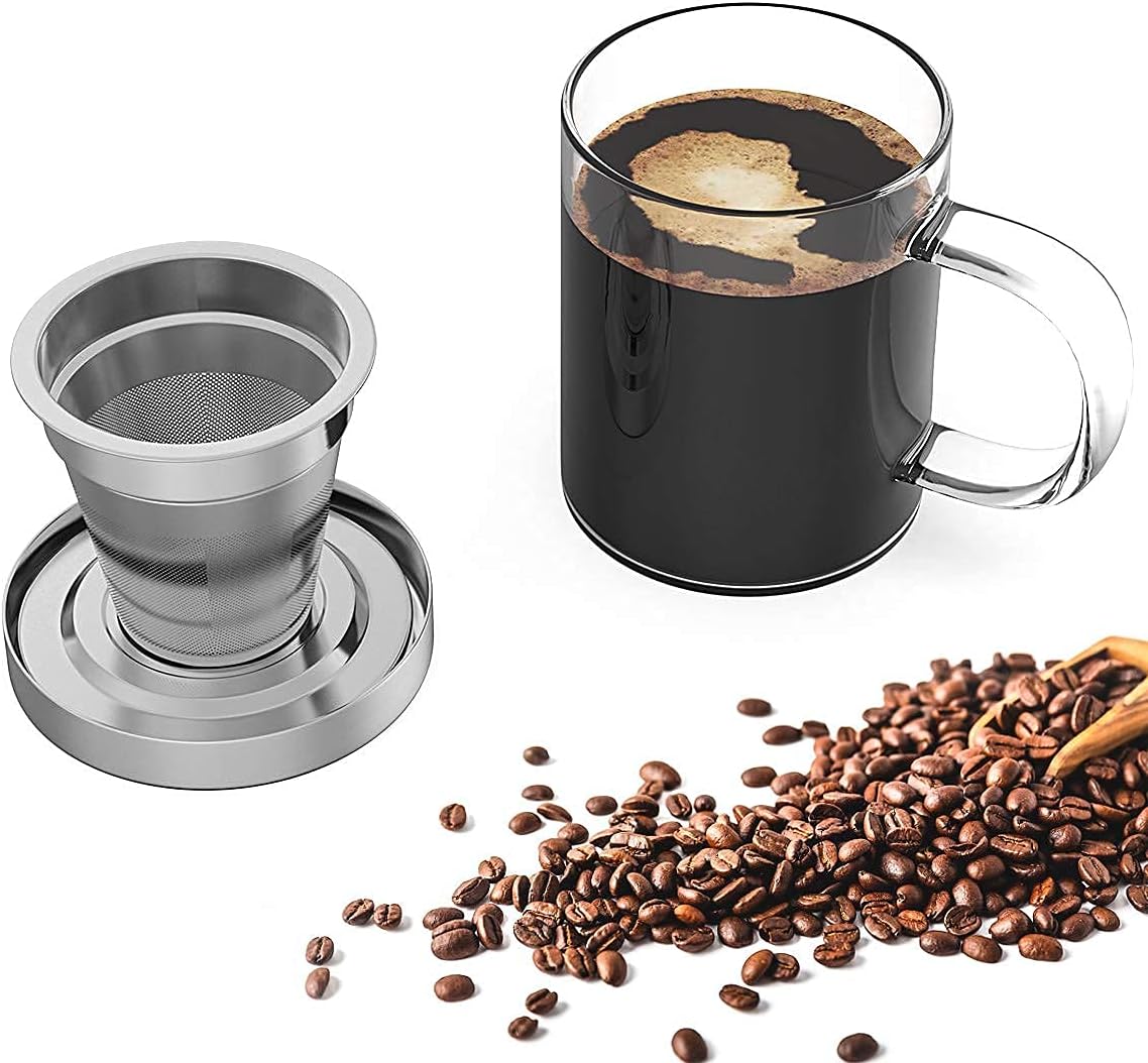 Oranlife Juego de cafetera para viajescampamentossenderismo, taza individual, filtro de café de acero inoxidable, taza de vidrio de borosilicato de