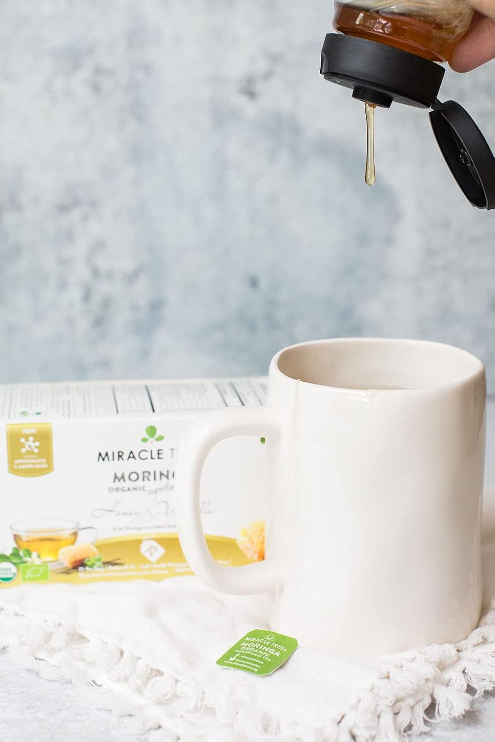 Miracle Tree – Té de moringa orgánico, superalimento, 25 sacos de té individuales sellados.