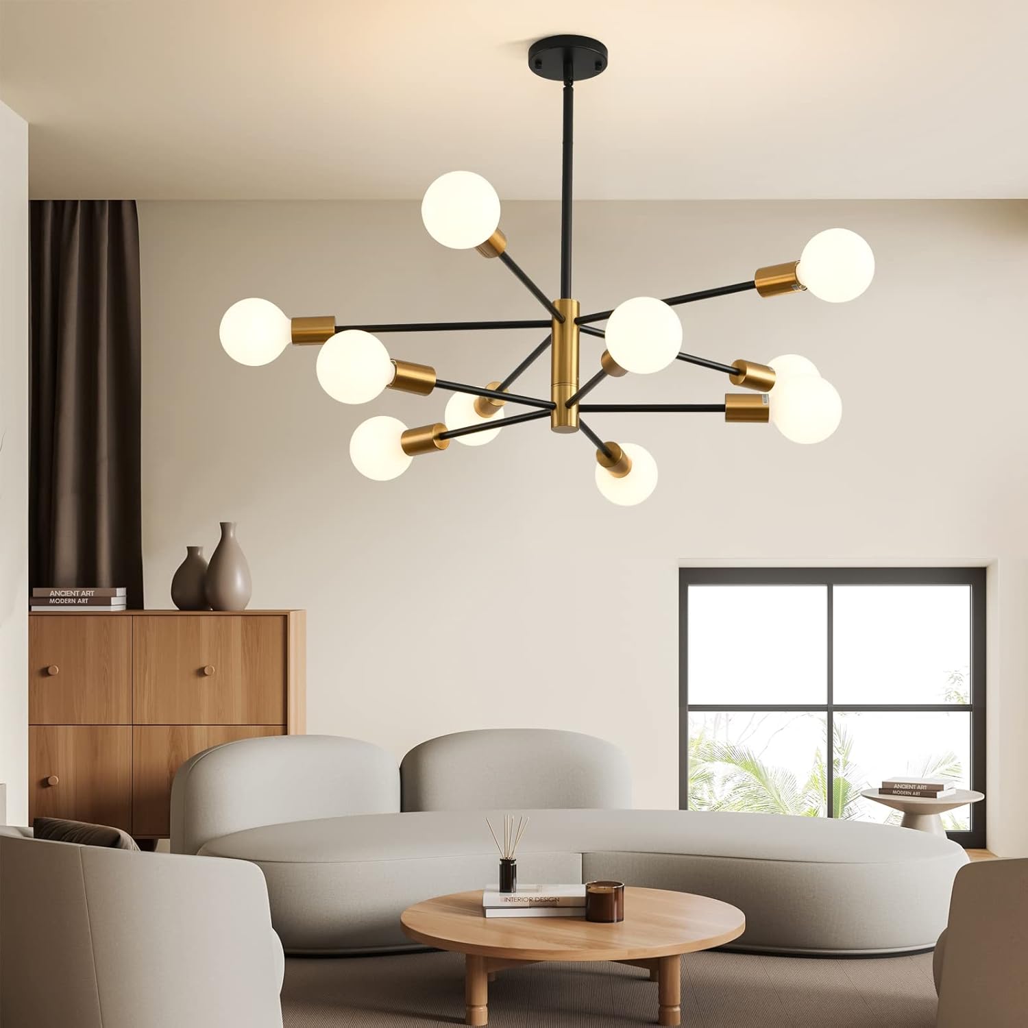 Lámpara de araña moderna Sputnik, lámpara de techo de 10 luces Lamparas de Techo Modernas, lámpara de techo ajustable en altura ajustable de