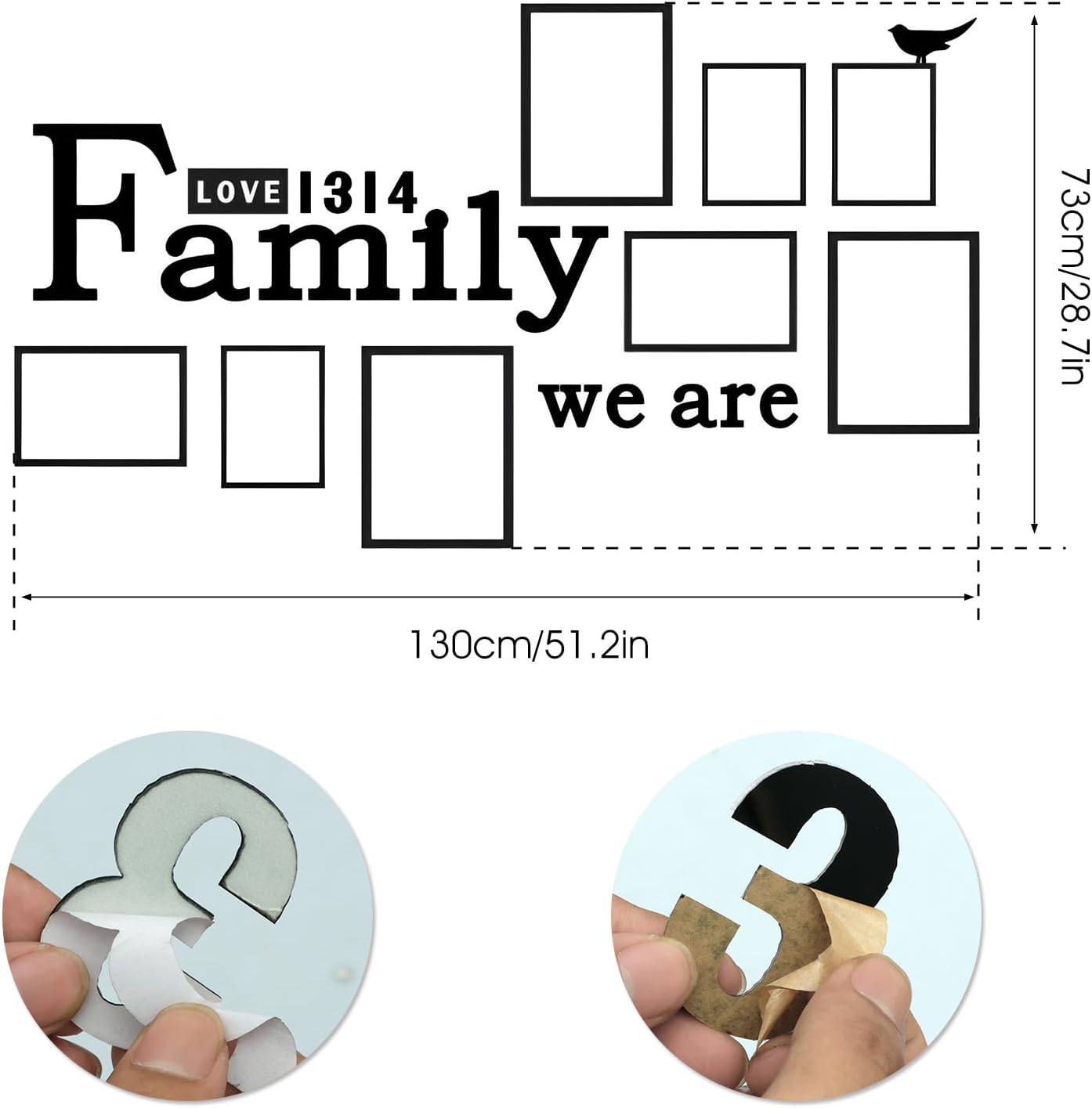 Decoración de pared familiar, calcomanía adhesiva de pared con texto en inglés “We are Family”, marco de fotos acrílico 3D, adhesivo de pared