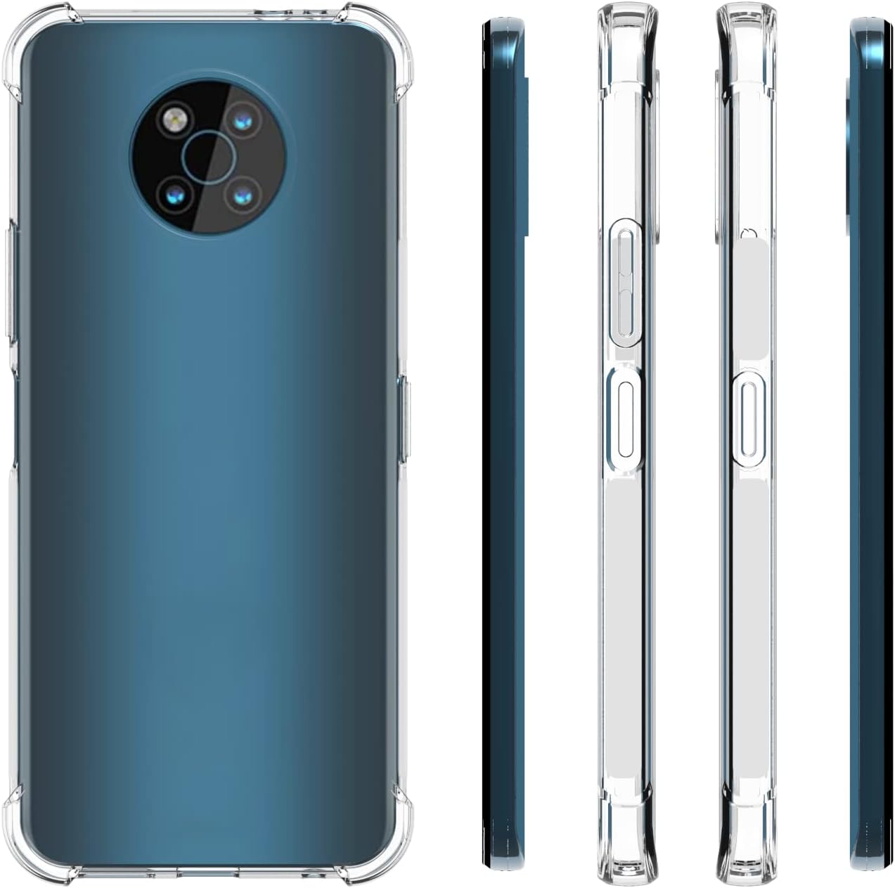 Funda para Nokia G50 5G Clear Crystal Soft TPU Cuatro Esquinas Parachoques Proteger Cámara Funda Protectora Transparente Teléfono