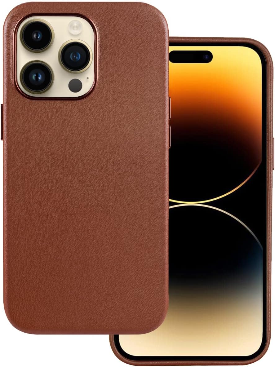 Docco Jette Funda de piel diseñada para iPhone 14 Pro Max compatible con MagSafe, funda de cuero genuino italiano para iPhone 14 Pro Max, imanes