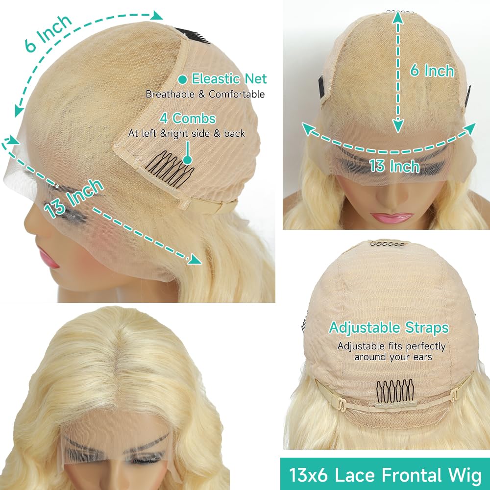 Peluca de cabello humano 613 con encaje frontal de 30 pulgadas, 13 x 6 pulgadas, encaje frontal transparente, pelucas de cabello humano 613 ondulado