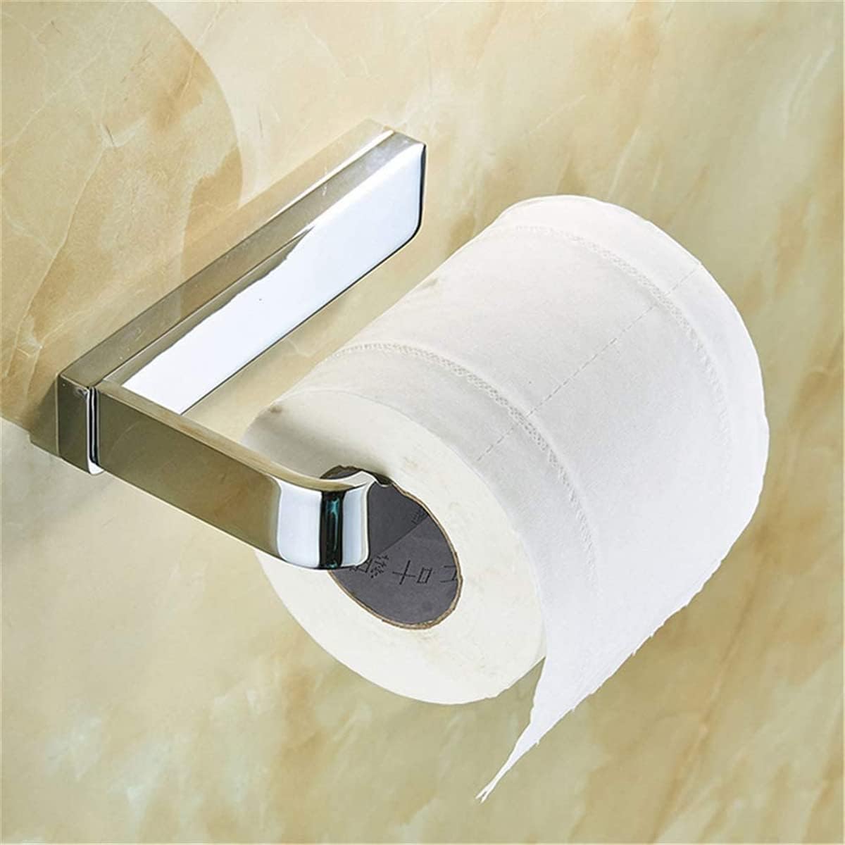 Flybath Soporte de papel higiénico latón macizo acabado cromado plateado baño rollo papel higiénico soporte montado en la pared