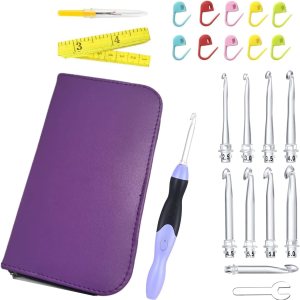 Juego de ganchos de ganchillo de conteo digital, ganchos de ganchillo ergonómicos con luz LED y contador de puntadas digital, kit de tejido para Juego de ganchos de ganchillo de conteo digital, ganchos de ganchillo ergonómicos con luz LED y contador de puntadas digital, kit de tejido para