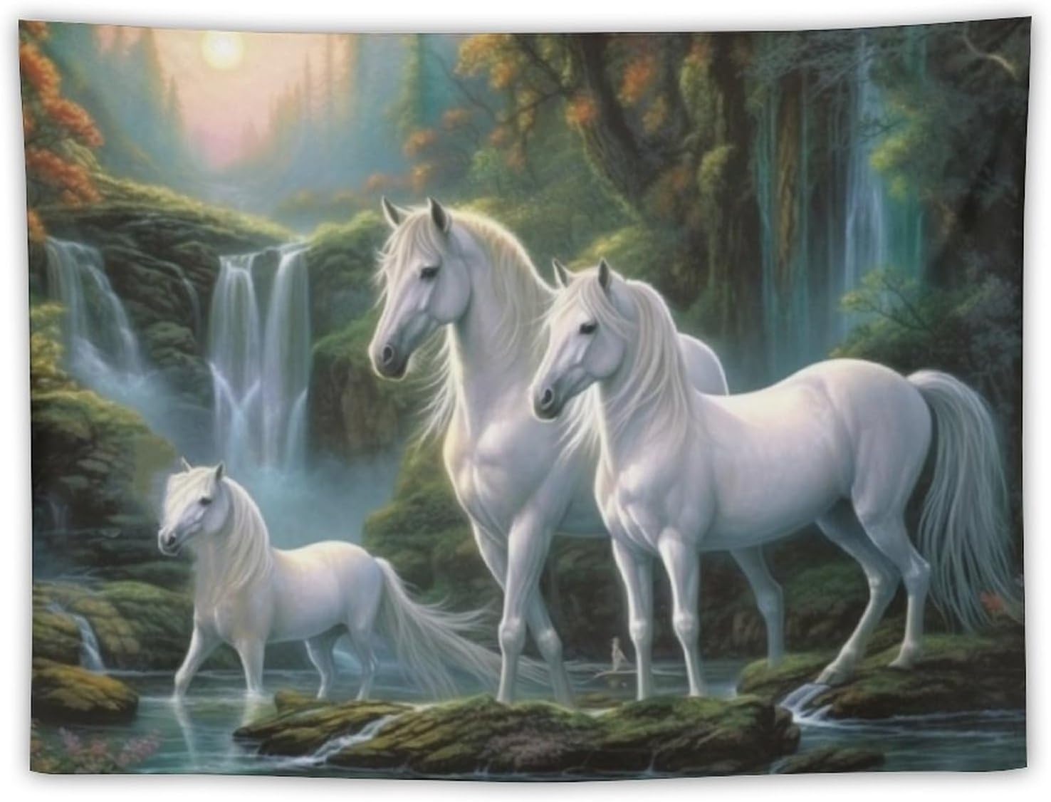 Tapiz para colgar en la pared, decoración de dormitorio, hogar, sala de estar, tapices artísticos para pared, animales, caballos, familia, lindo