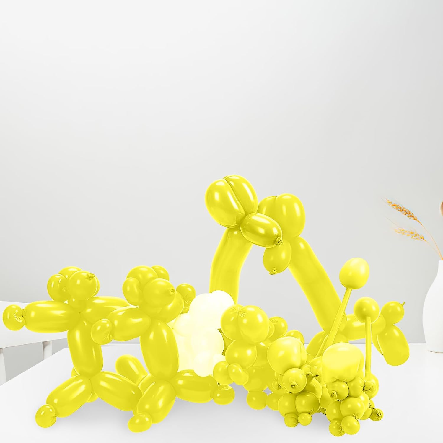 260 globos, 50 globos largos, globos amarillos 260, globos largos para arco de globos, kit de animales de globo, globos para animales de globo,