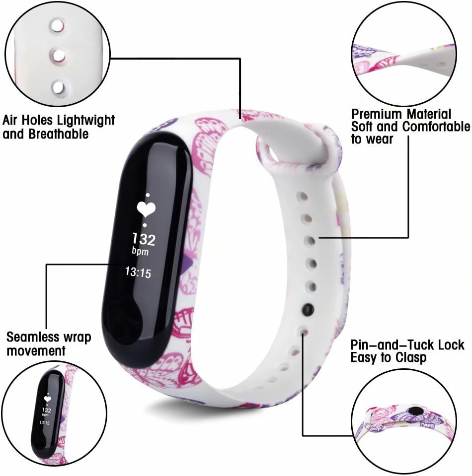 T-BLUER para Xiaomi Mi Band 4Mi Band 3 Bands, colorido reemplazo correa Wirstband para Xiaomi MiBand 4MiBand 3 Band Smart Bracelet Accesorios (sin