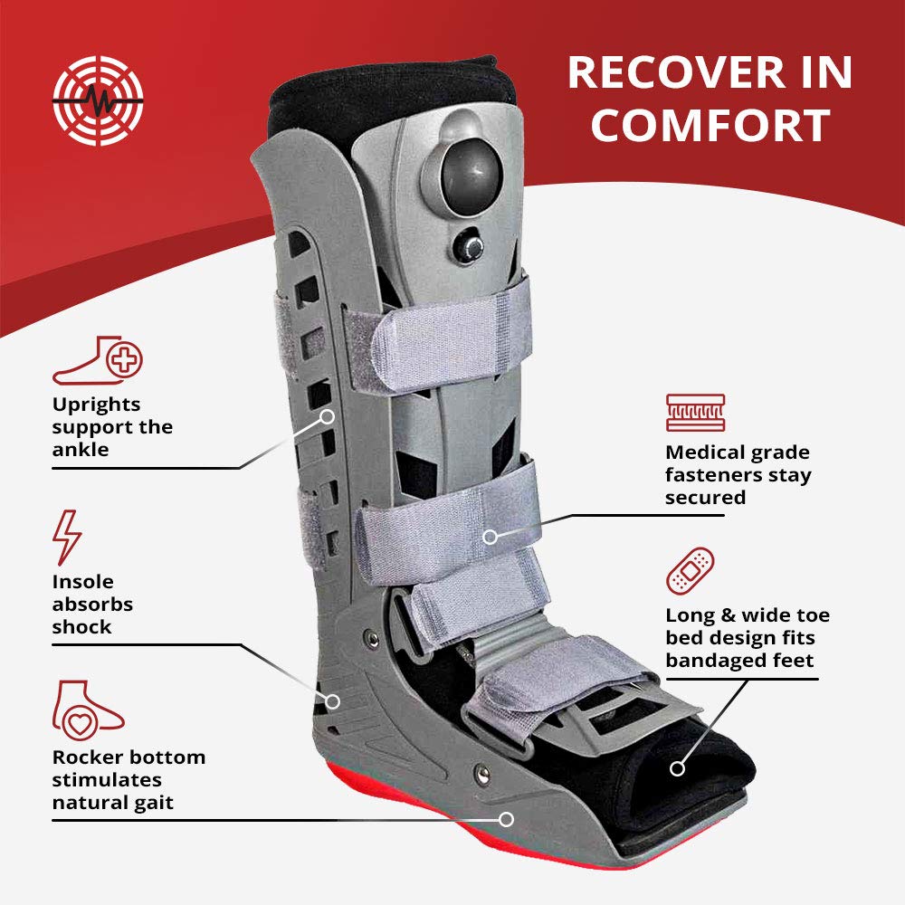 Royal Boot Air – Botas altas CAM  Pequeña  Botas ortopédicas para esguince de tobillo con bomba de aire y tracción  Soporte de pie para pie