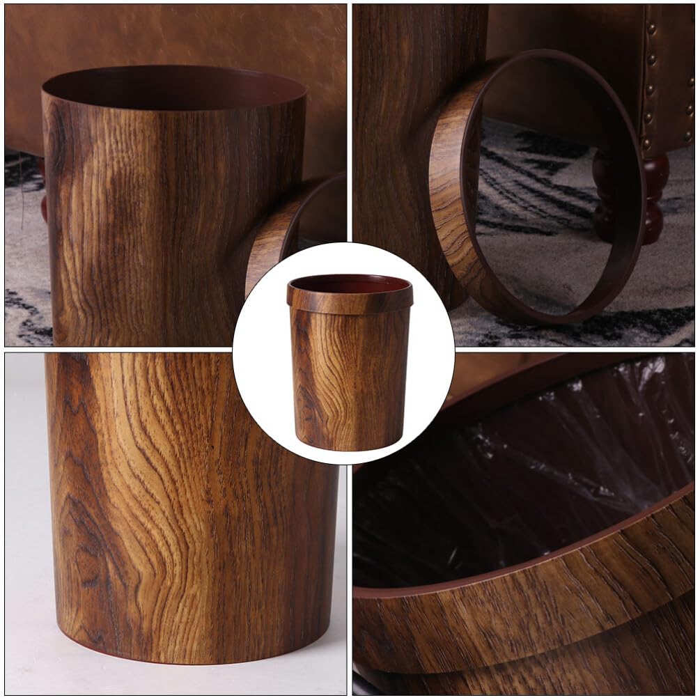 Alipis Cubo de basura de madera con parte superior abierta, cubo de basura retro, contenedor de basura para cocina, oficina, hogar, baño, debajo del