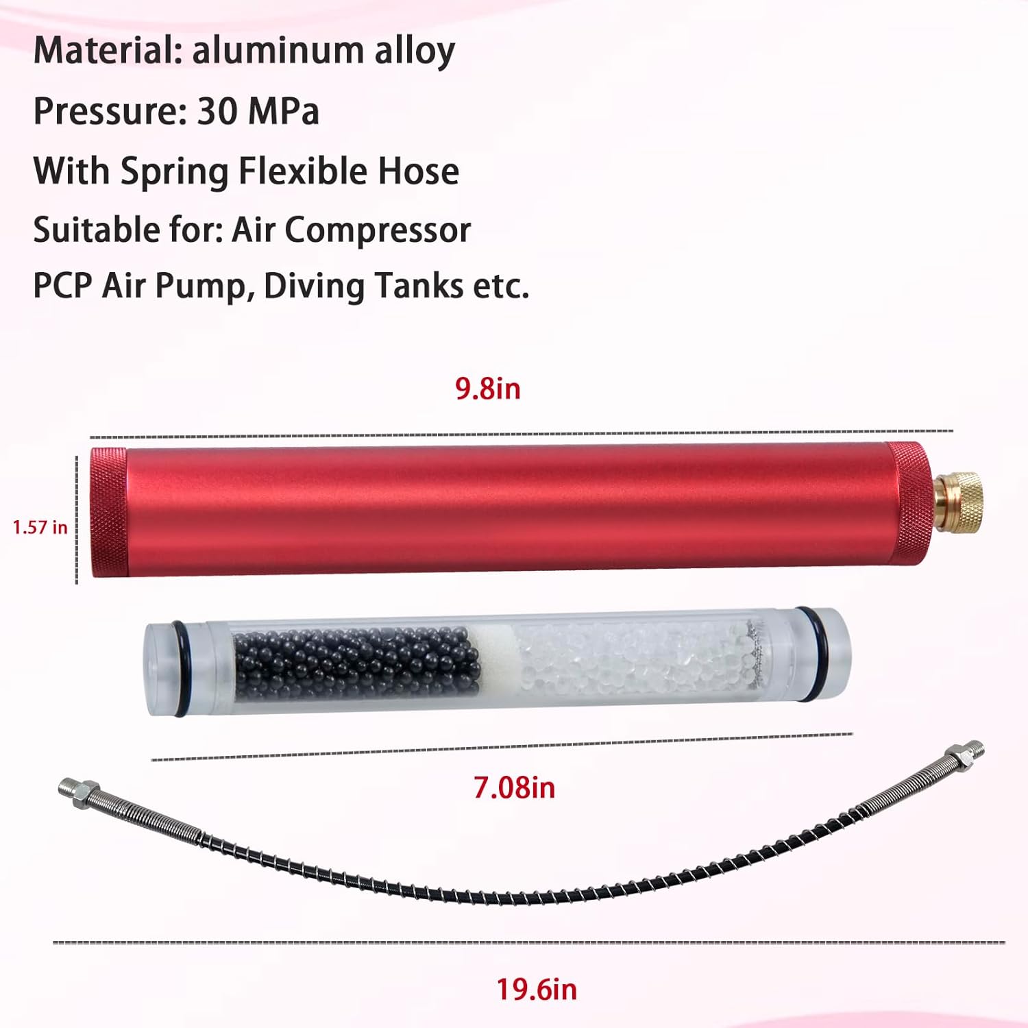 Filtro de aire de alta presión de 30 Mpa, separador de agua de aceite de compresor PCP de 4500 psi, con manguera flexible de resorte y conector