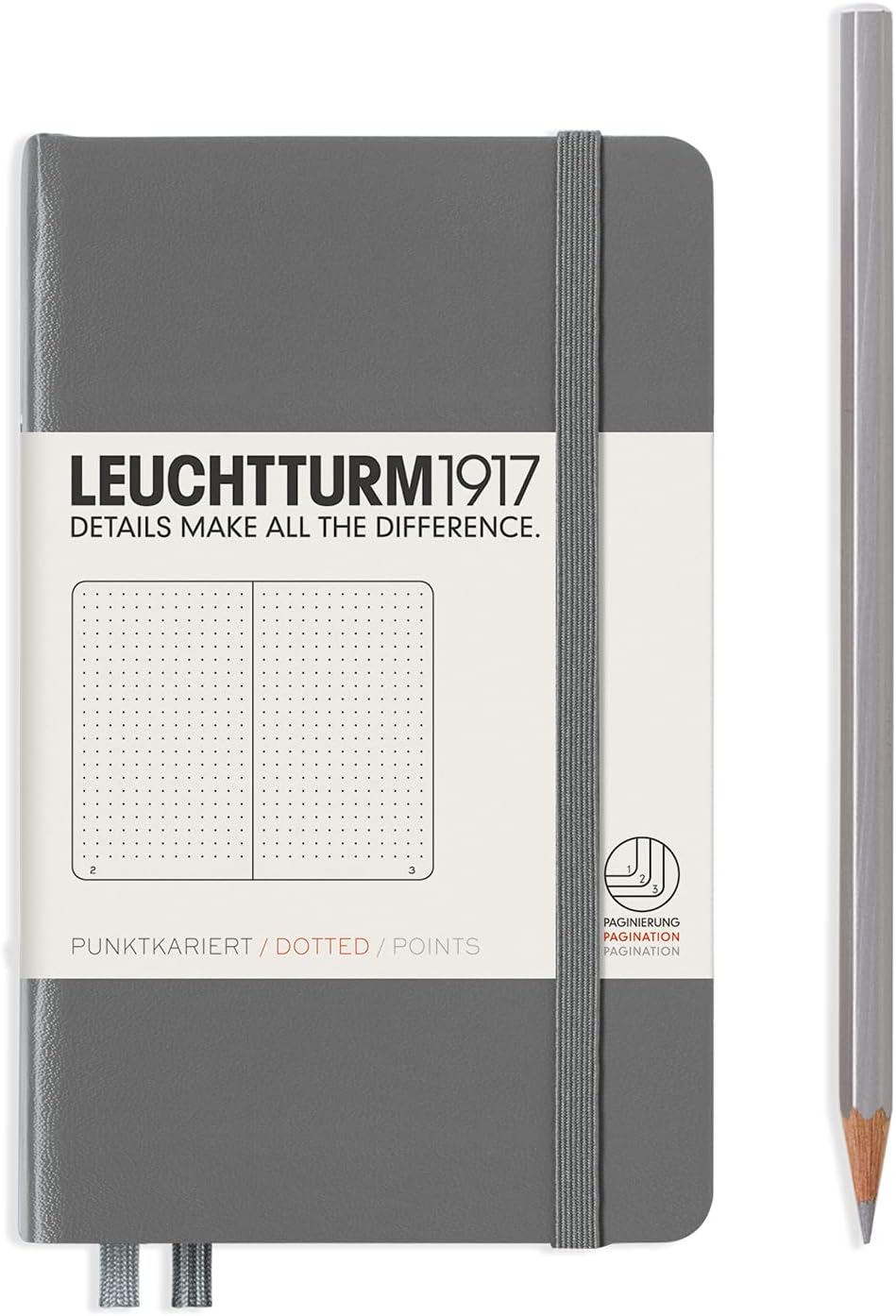 Diario de bolsillo con tapa dura y renglones Leuchtturm1917, Antracita