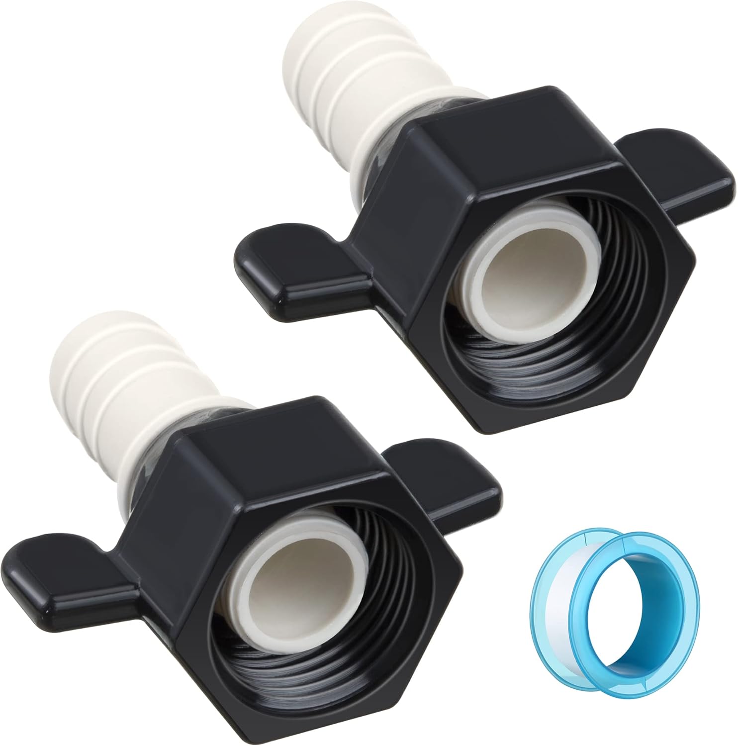 Dreyoo Codo de púas de 12 pulgada x 14 NPT x 12 pulgada y adaptador giratorio recto, accesorios de bomba de agua para RV con cinta de sellado de