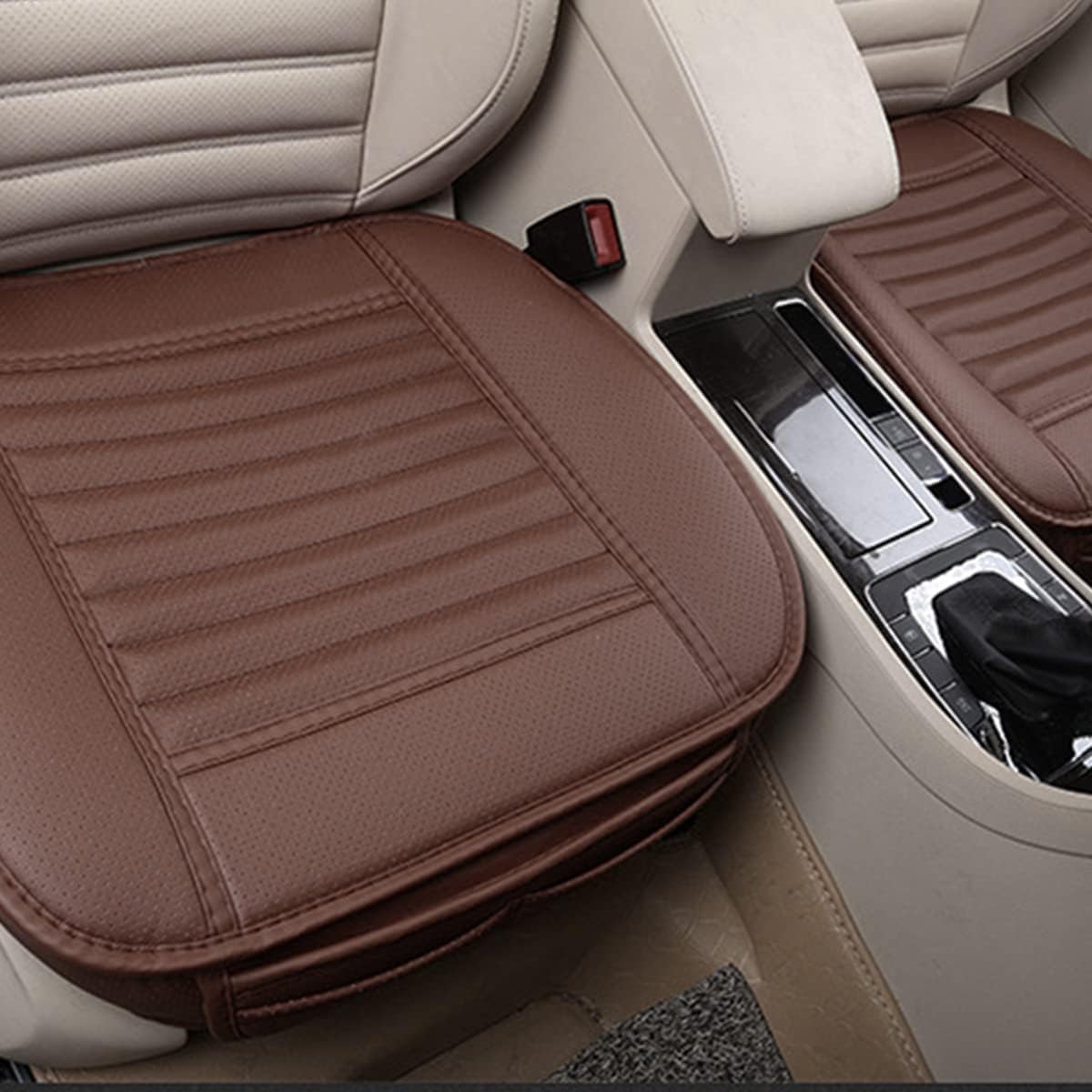 zipelo Paquete de 2 fundas de asiento de automóvil para asientos delanteros, protector de cojín de cuero transpirable, asiento antideslizante para