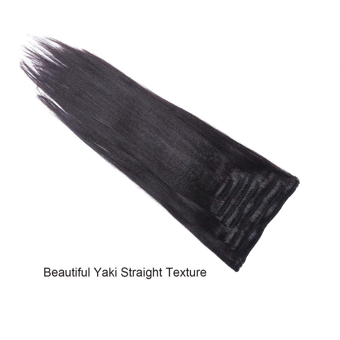 Anrosa Yaki – Extensiones de cabello humano Yaki con clip, extensiones de cabello humano Yaki con clip, para afroamericano, cabello lacio Yaki,