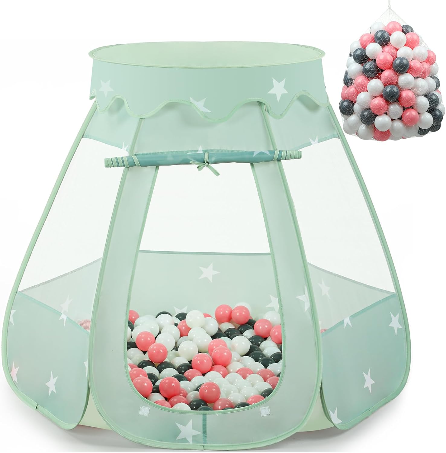 Wilhunter – Alberca de pelotas para niños pequeños con 150pelotas, tienda de campaña desplegable, casa de juegos para interior y exterior con bolsa