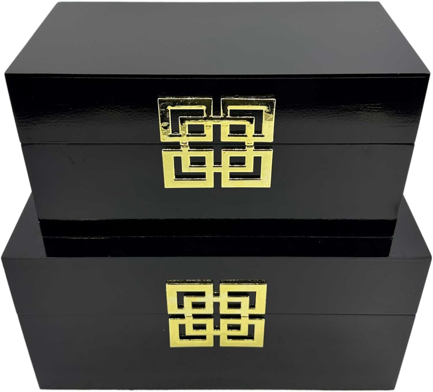 Galt International Juego de cajas de almacenamiento decorativas con tapa con bisagras, diseño clásico, cajas de decoración de madera con cierre