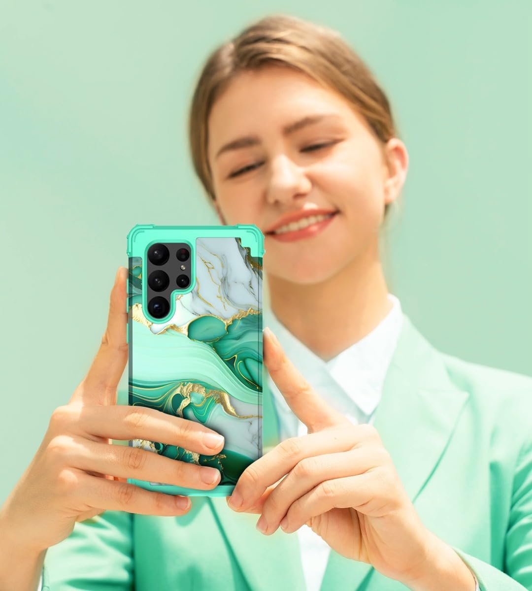 Hocase Para Galaxy S23 Ultra Caso, A Prueba De Golpes De Plástico Duro+Goma De Silicona Suave Carcasa Protectora Híbrida De Doble Capa Para Samsung