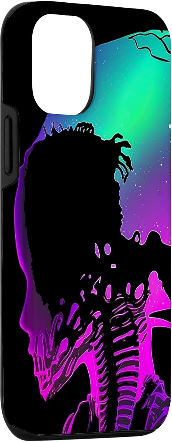 iPhone 1212 Pro Trippy Vaporwave Alien Head Skull Dripping Paint UFO Art Case