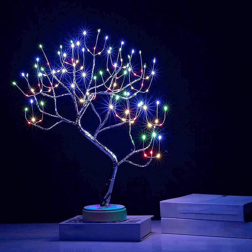 Lámpara de árbol de espíritu de hadas brillante de 20 pulgadas con control remoto, luces de árbol bonsái, lámpara de árbol artificial para iluminar
