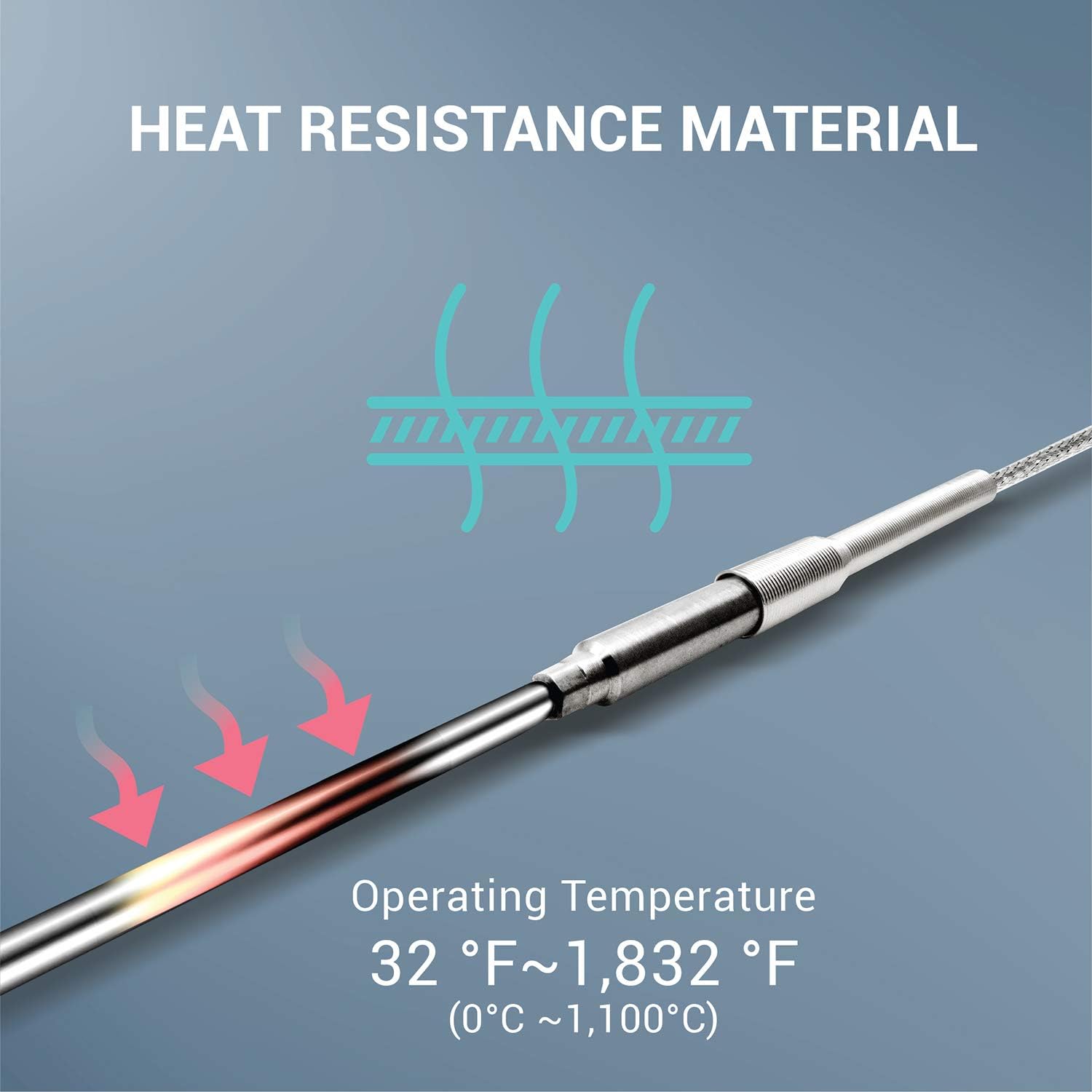 TL1914SL K-Type Inconel 600 Sondas flexibles de sensor de temperatura de termopar -40  2012F, 0.039 in11.811 in