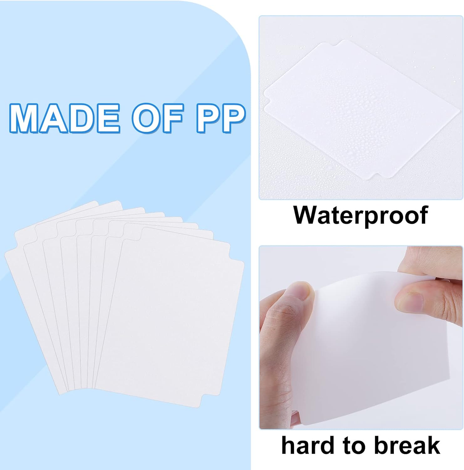 60 separadores de tarjetas intercambiables, separadores de tarjetas blancas con pestañas, caja de tarjetas en blanco, tarjetas divisoras de tarjetas