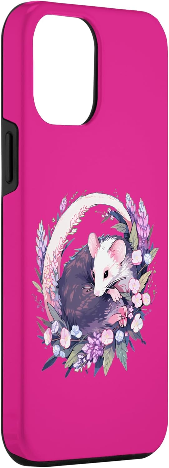 Funda estética para iPhone 13 Pro Max Cottagecore Possum Cute Zarigüeya