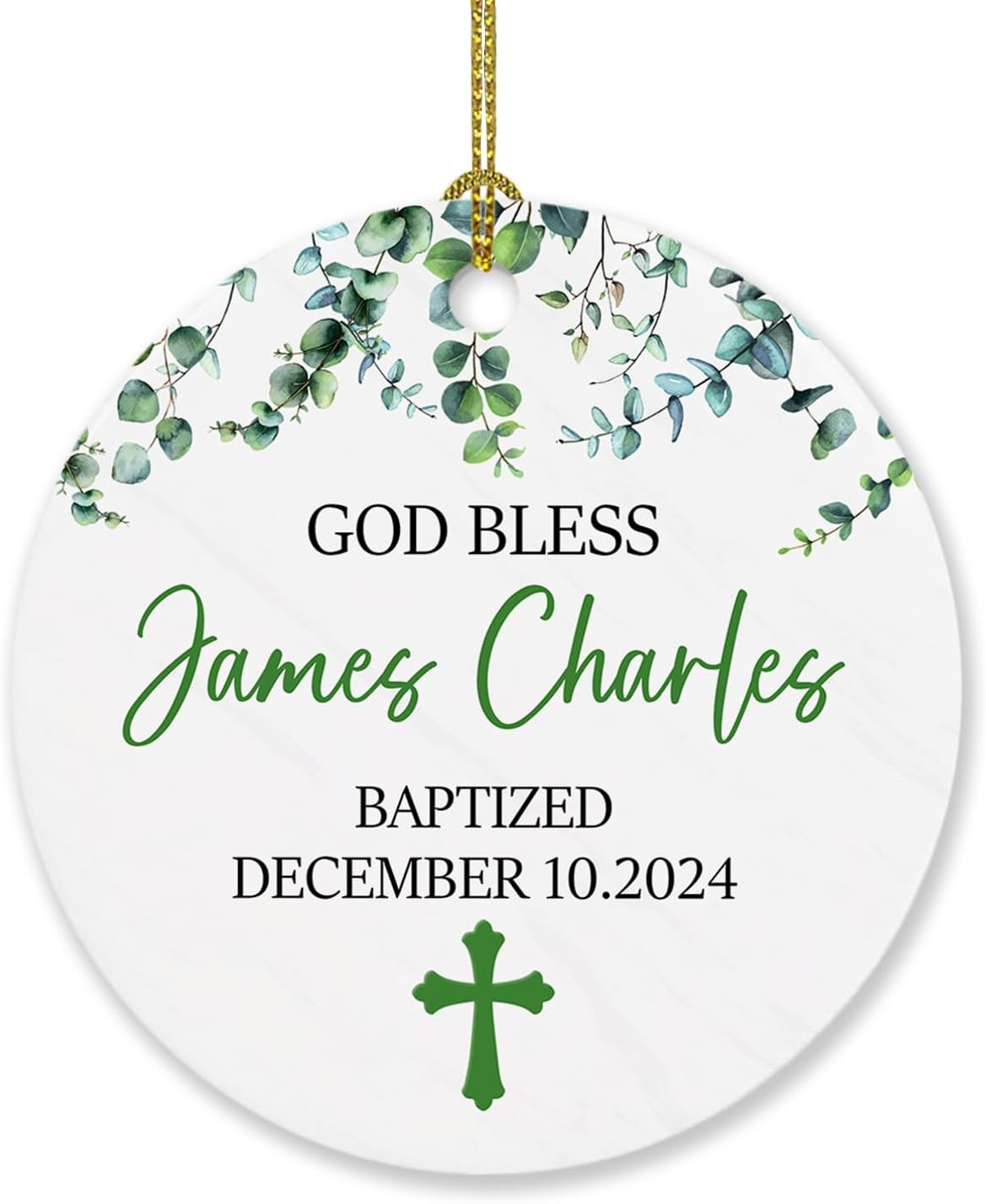Adorno de Navidad personalizado de bautismo católico 2023, regalo de adorno bautizado de Dios bendiga, regalos de adorno bautizado para ahijado,