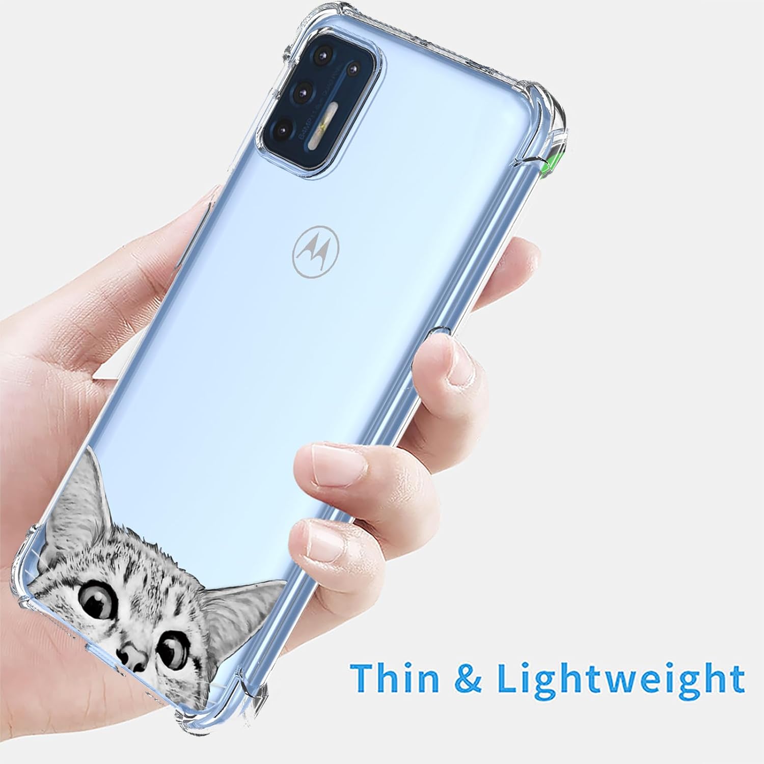 Funda transparente para Moto G Stylus 2021 con bonito diseño de gato de dibujos animados, TPU suave, a prueba de golpes, antiarañazos, funda