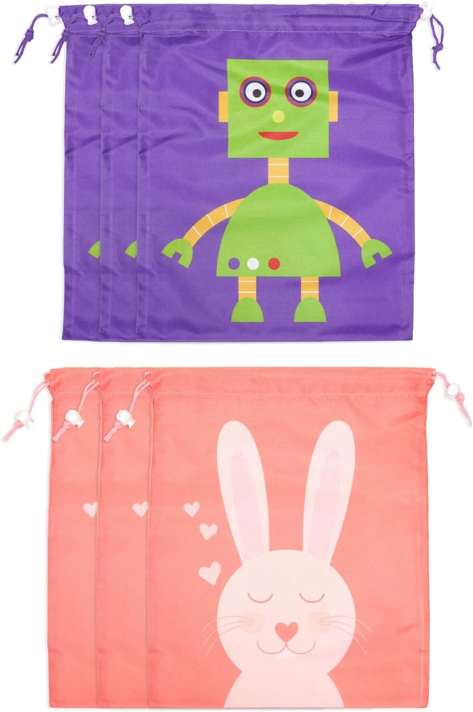 BLUE PANDA Paquete de 15 bolsas con cordón para fiestas temáticas de animales para cumpleaños de niños, 5 diseños (10 x 12 pulgadas)
