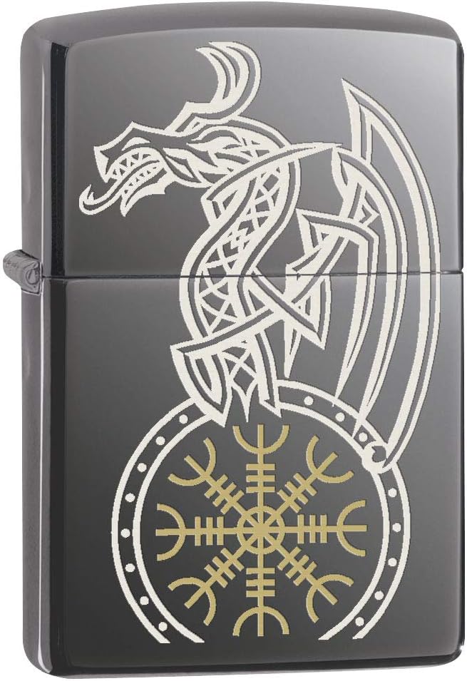 Zippo Encendedor Dragón Vikingo – Hielo Negro 80625