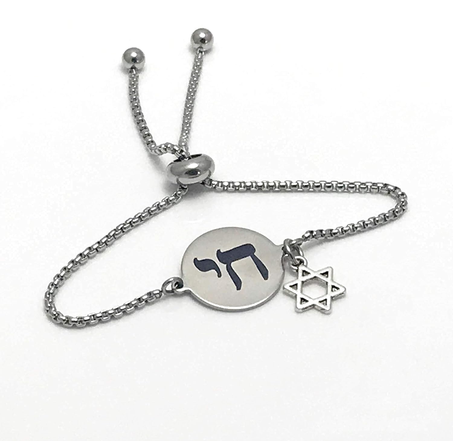 Chai Symbol Adjustable Bolo Bracelet Bat Mitzvah Gift for Her Life in Hebrew Star Of David