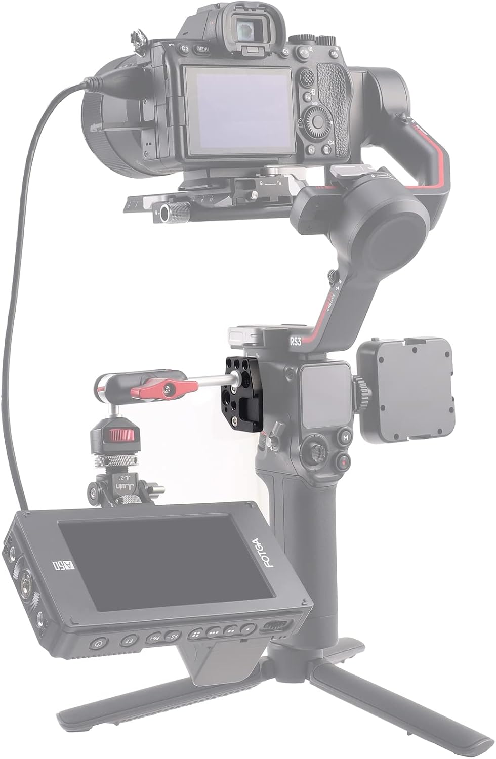 FocusFoto Paquete de 2 soportes de placa de montaje de extensión con zapata fría 14″ 38″ tornillo para DJI Ronin SSCRS2RSC2RS3 PRORS3 MiniRS4 PRO