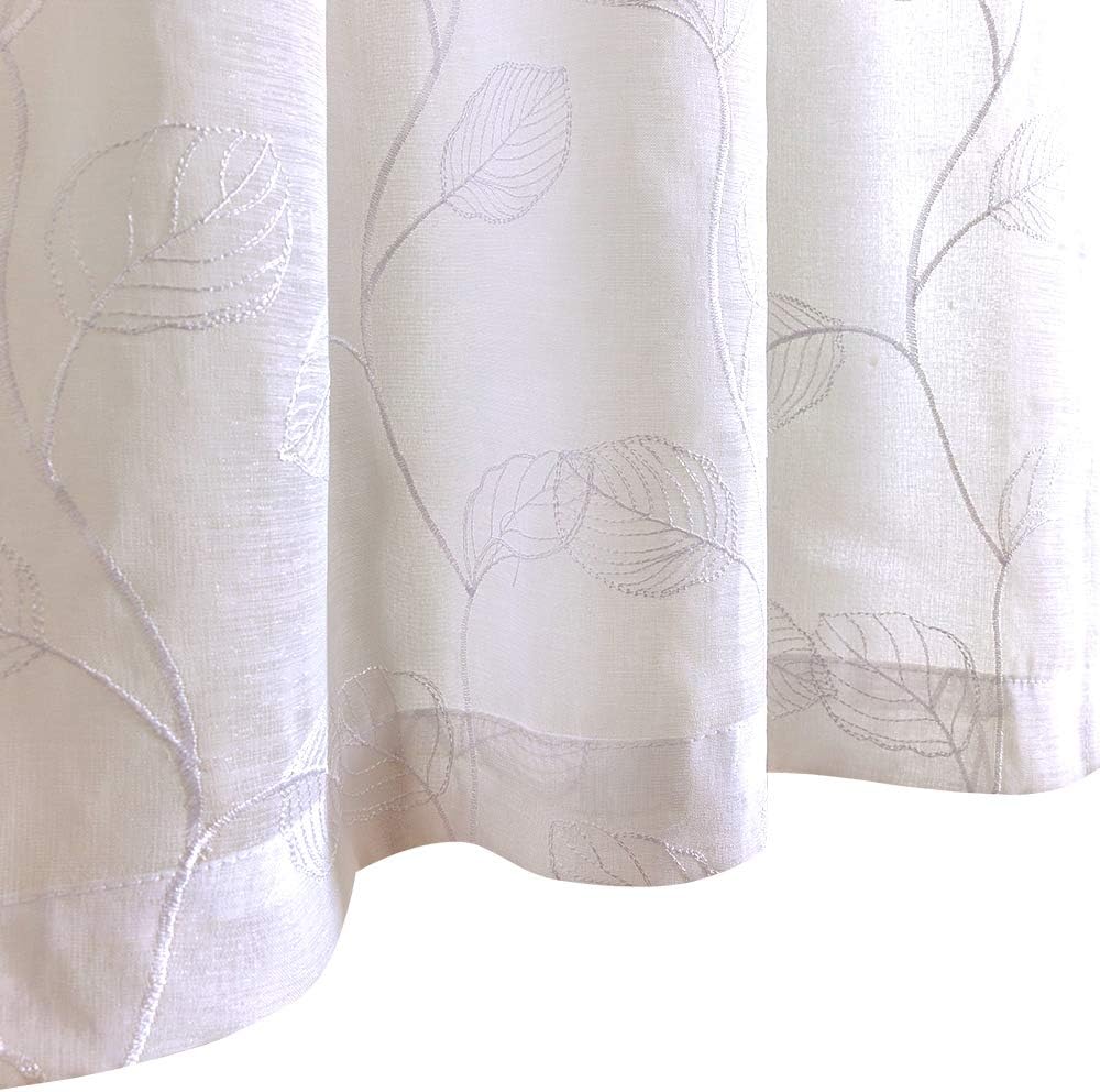 Topick Cortinas transparentes con diseño bordado de hojas, bolsillo para barra, cortinas para ventana de cocina, 2 paneles de 24 pulgadas, color
