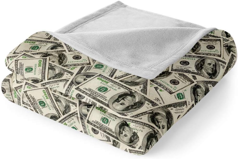 Manta de dinero, manta de franela con temática de riqueza, manta suave y mullida para dormitorio, sofá (50 x 60 pulgadas), dólar