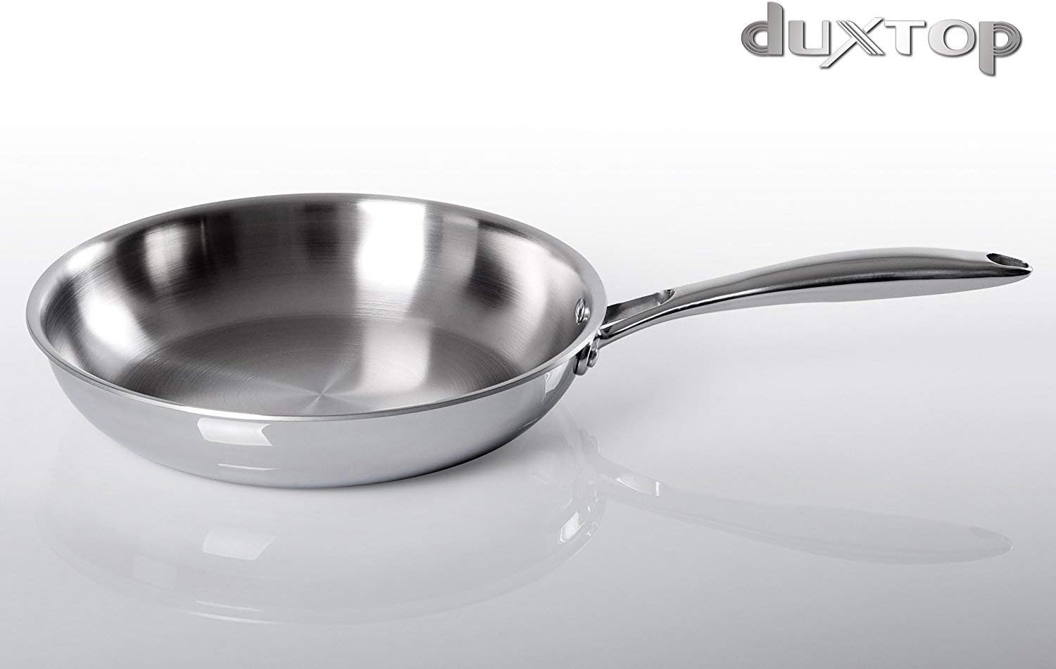 Duxtop Juego de utensilios de cocina de acero inoxidable de tres capas con cacerola y sartén