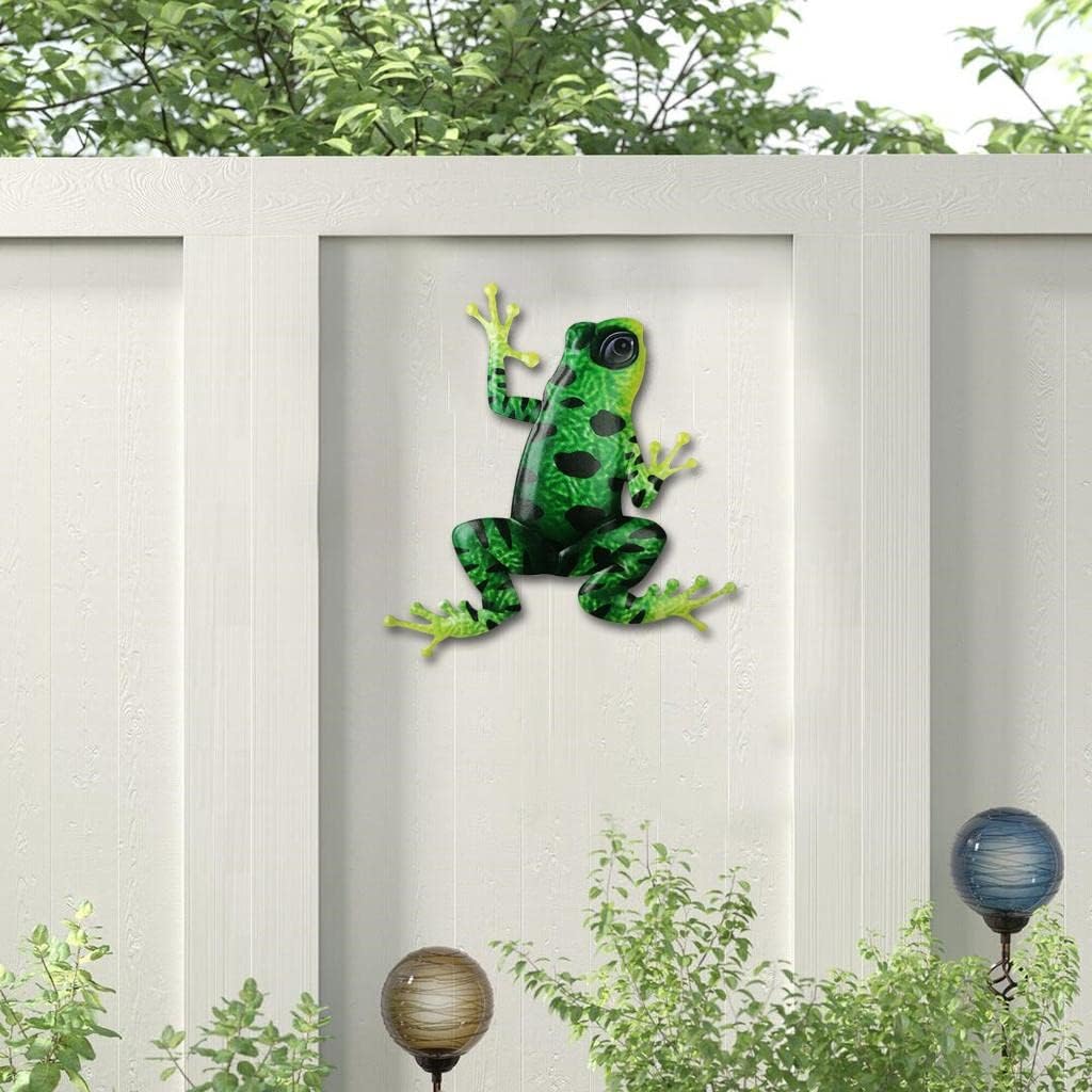 Leefasy Adornos coloridos de rana, fácil de instalar, estatua antioxidante, escultura de arte para colgar en la pared para exteriores, patio,