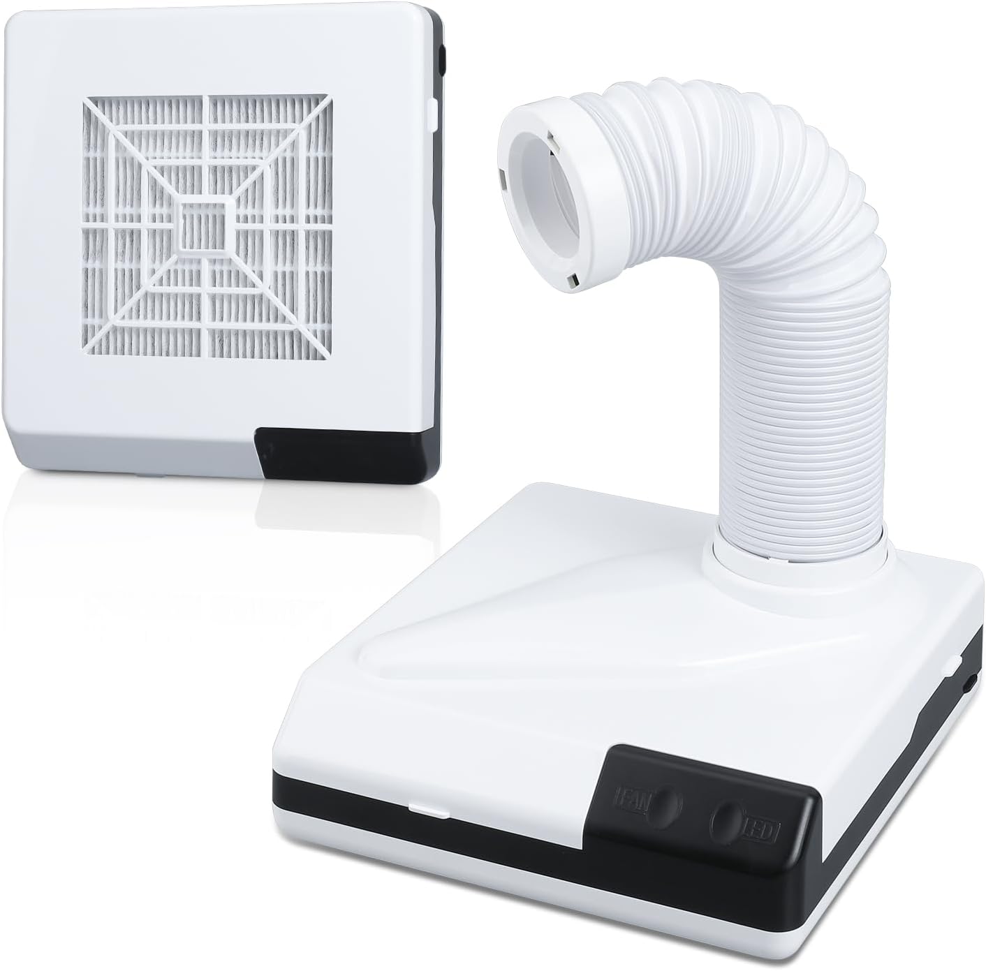 LVCHEN Colector de polvo de pulido dental – Extractor de polvo de 60 W, potente succión de polvo de vacío de uñas con ventilador y LED de doble
