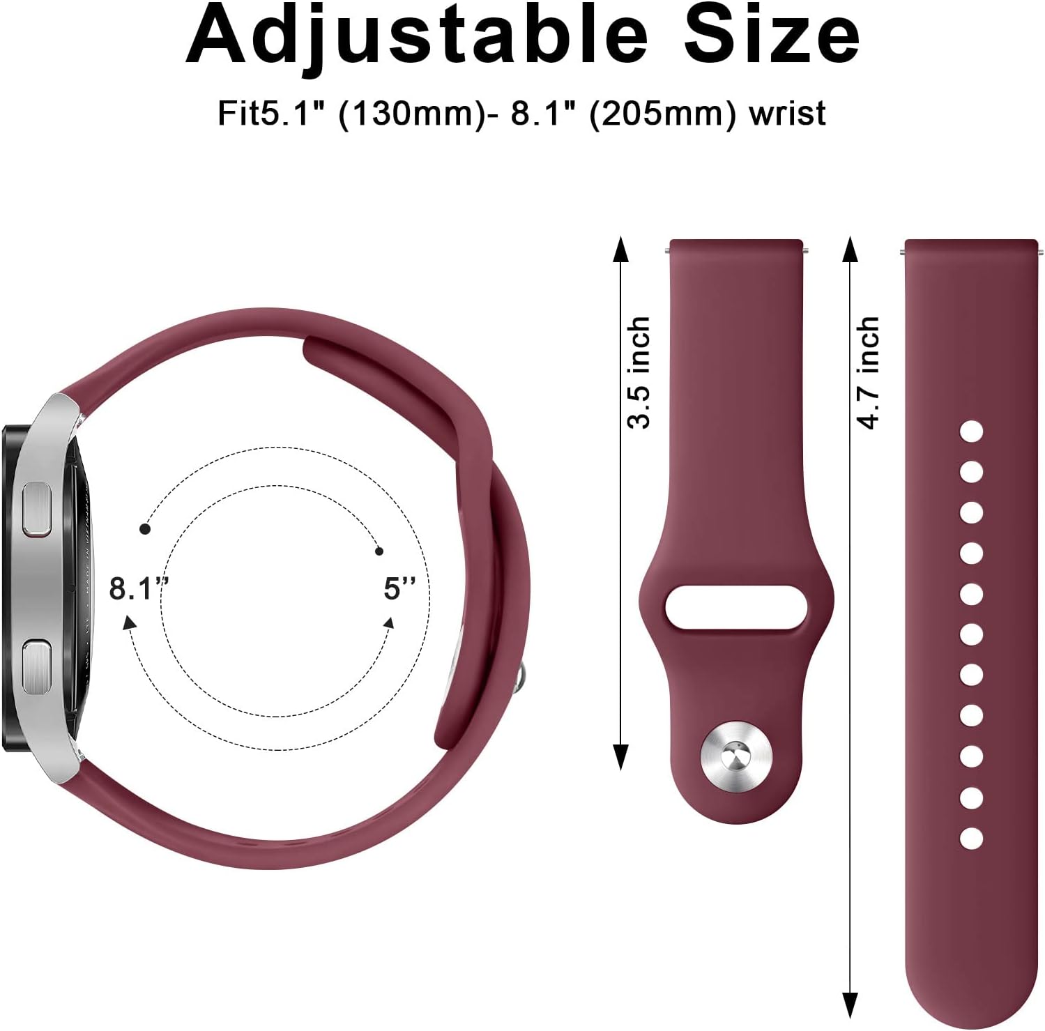 Correa de silicona compatible con SKG V7 Smart Watch, paquete de 2 correas de repuesto deportivas de silicona suave de liberación rápida para reloj