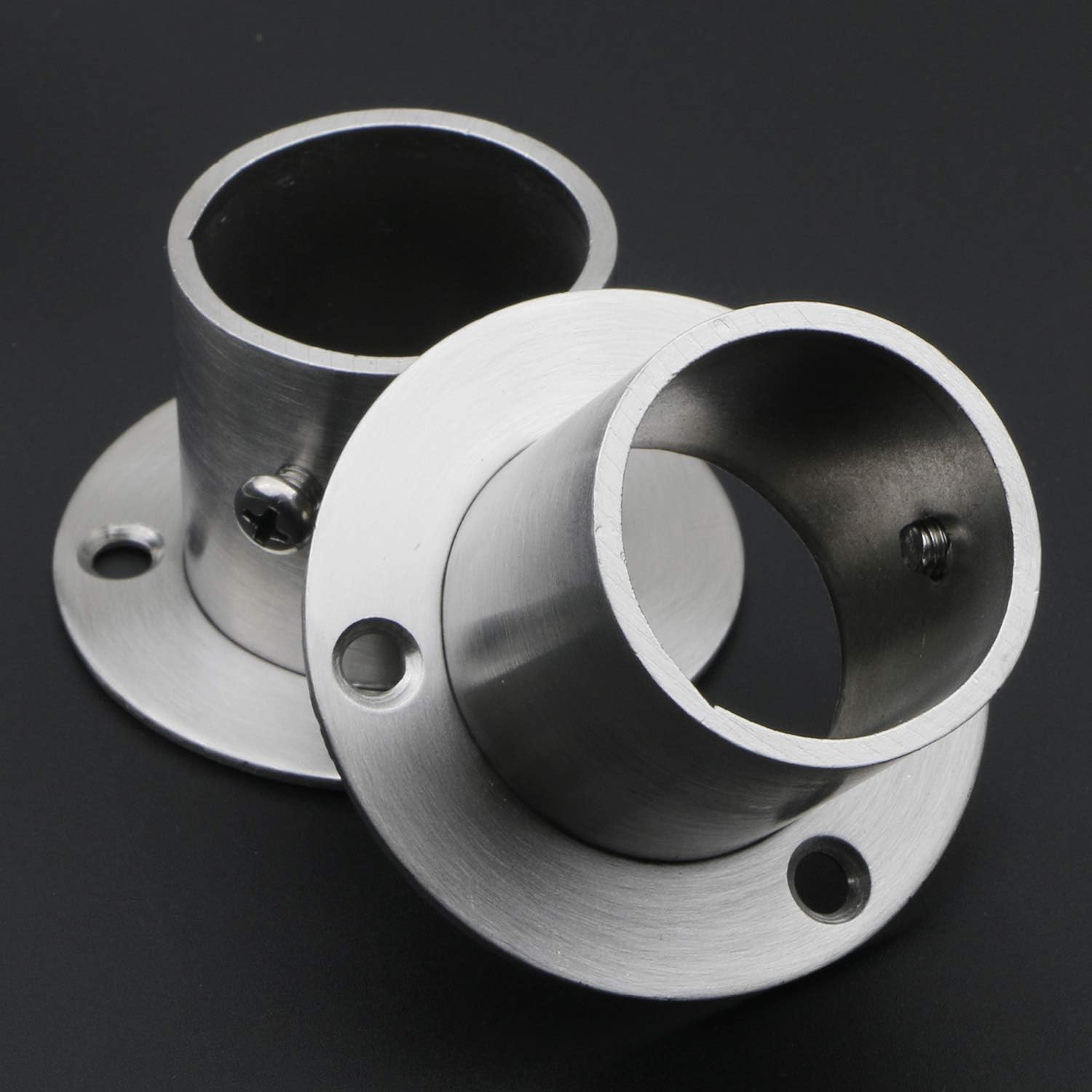 Pxyelec Soporte de brida de barra de armario de acero inoxidable para tubo de acero de 1.3 pulgadas de diámetro exterior, paquete de 4
