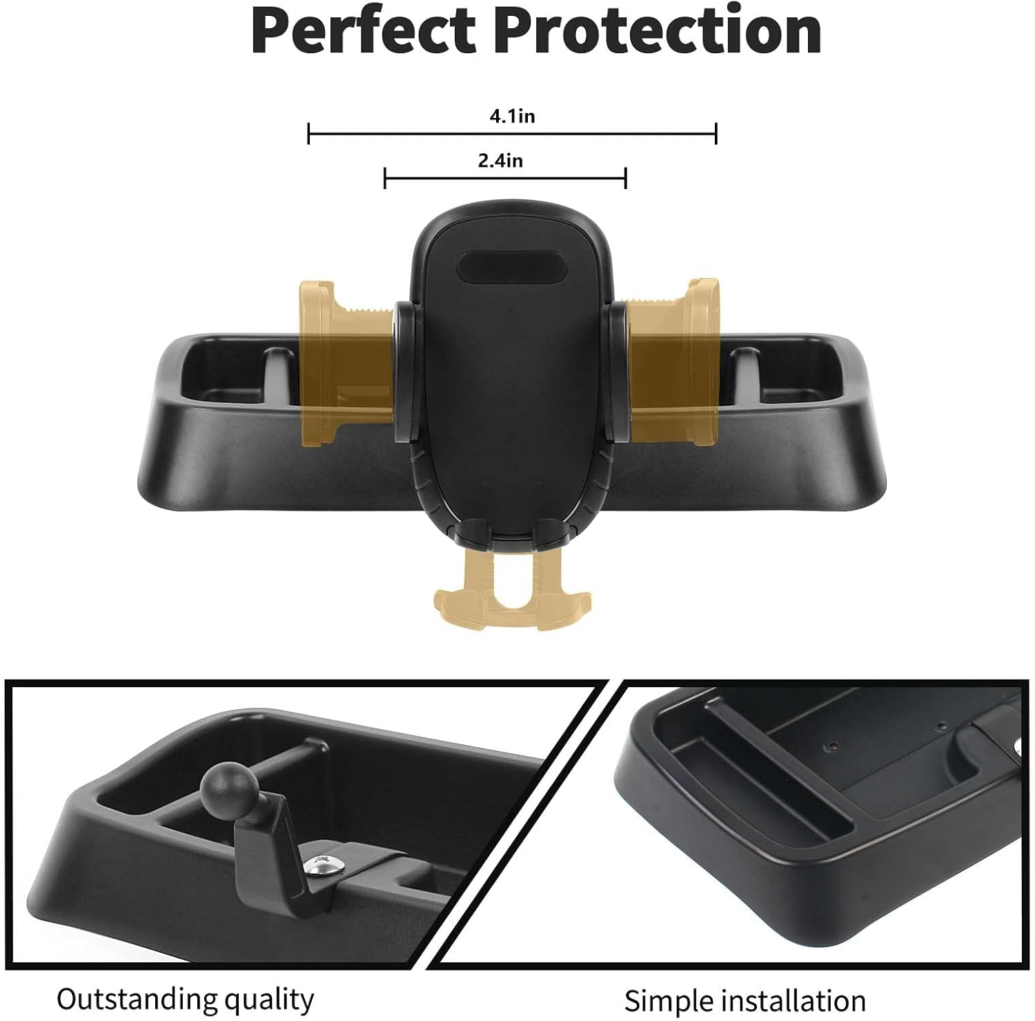 JWWY Soporte de teléfono para Jeep TJ con bandeja de almacenamiento compatible con accesorios Jeep Wrangler TJ 1997-2006, color negro