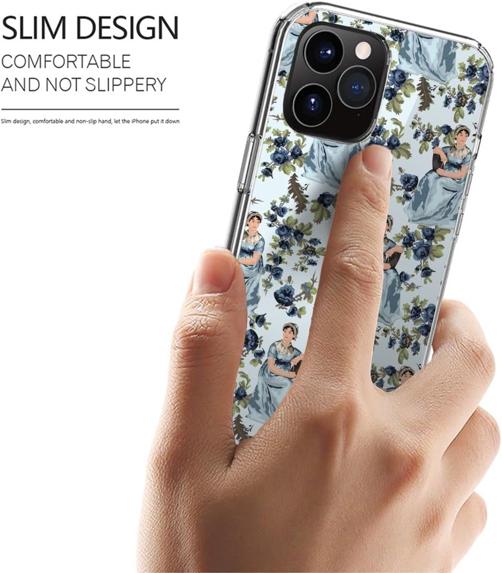 Funda para teléfono Jane Austen a prueba de golpes, accesorios florales, estampado de poliuretano termoplástico, compatible con iPhone 15 14 Pro Max