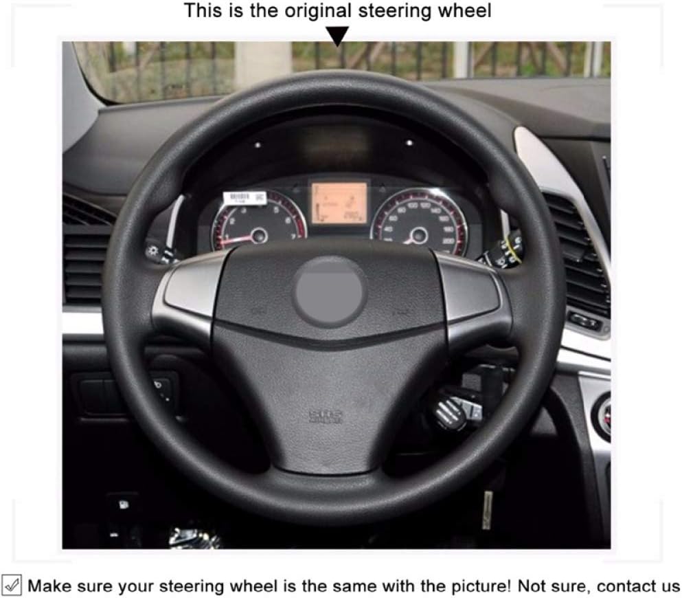 WANGXI Hand-Stitched Car Steering Wheel Cover Wrap Accessories, for SsangYong Korando 2011-2014,Microfiber Leather Protector