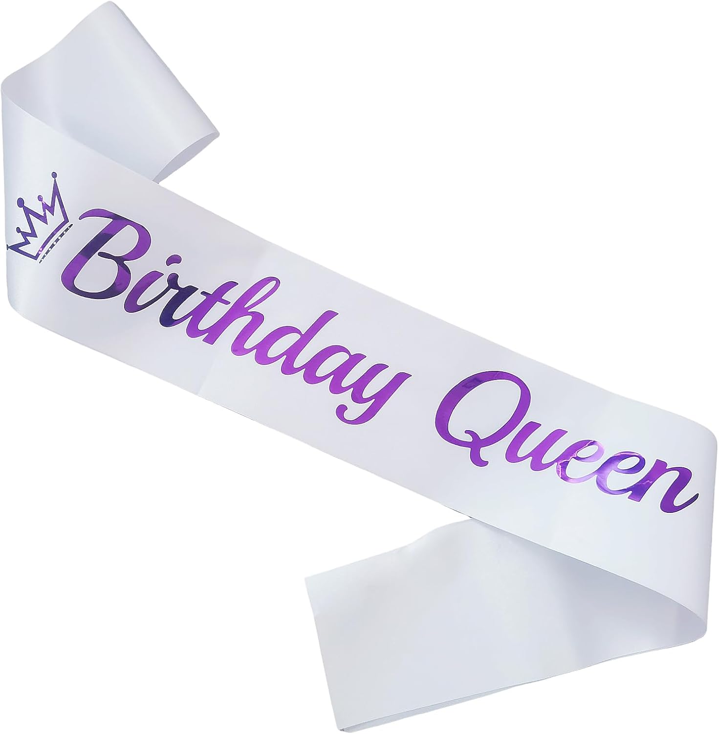 Banda de cumpleaños Queen blanca, banda de cumpleaños de papel de aluminio morado para mujer, divertidas decoraciones de fiesta de cumpleaños, ideas