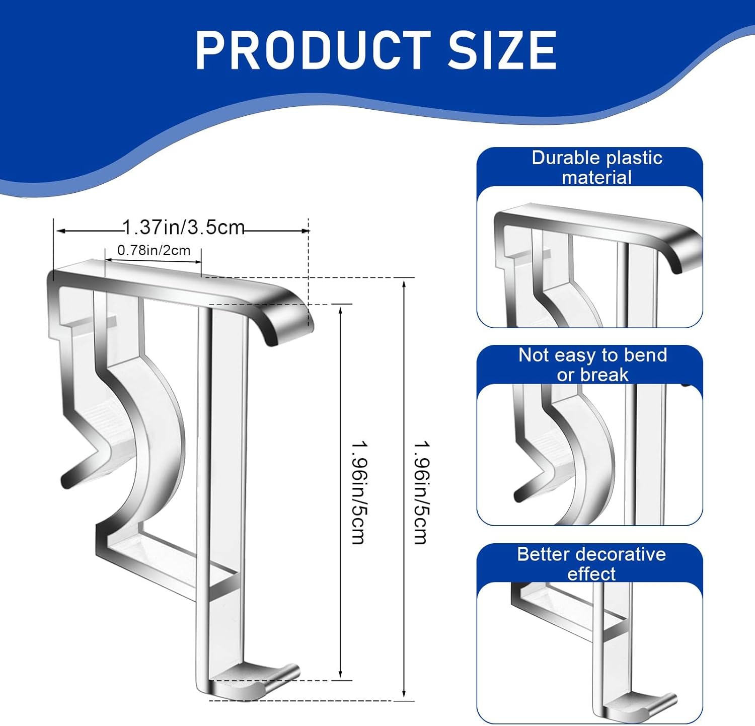 12 clips transparentes para cenefa de 2 pulgadas, clips ocultos para persianas horizontales de repuesto, clips ocultos de plástico para madera o