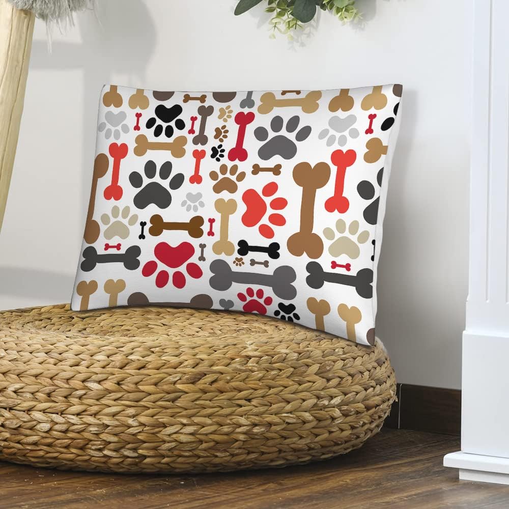 Fundas de almohada con diseño de huesos de patas de perros, diseño de huellas de animales de mascotas, funda de almohada tamaño estándar 20 x 26