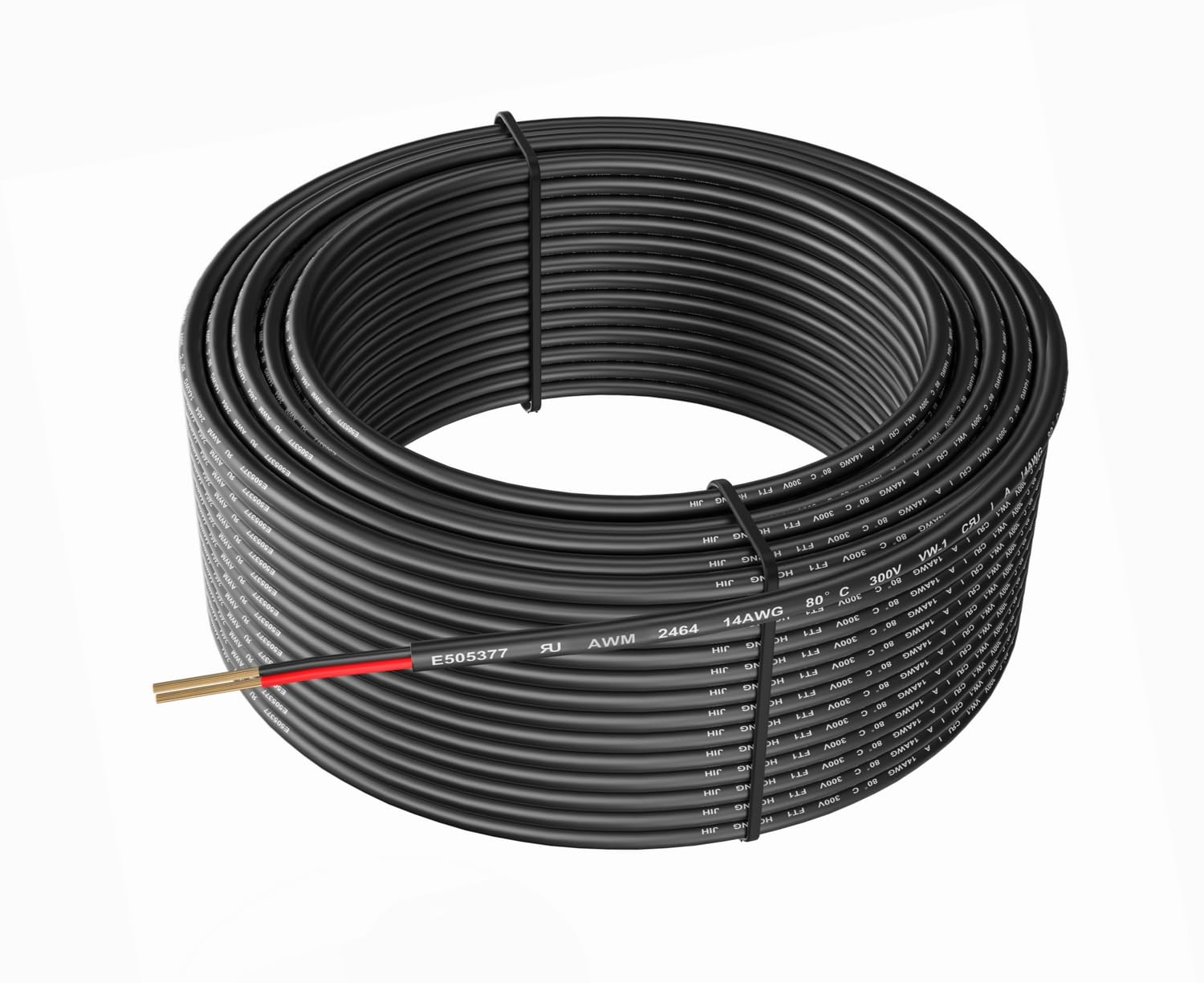 Cable eléctrico de 2 conductores de 14 awg, cable de PVC trenzado de 100 pies, cable de cobre sin oxígeno para cable LED flexible de bajo voltaje,