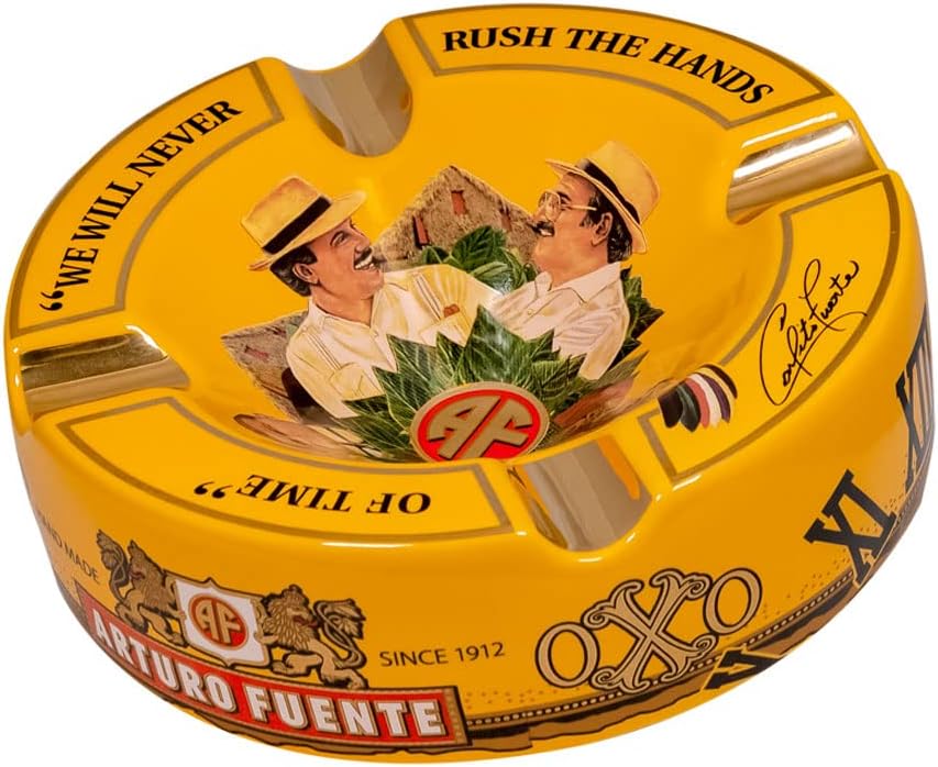 Cenicero de cigarro de porcelana grande de 8.75 pulgadas de edición limitada de Arturo Fuente amarillo