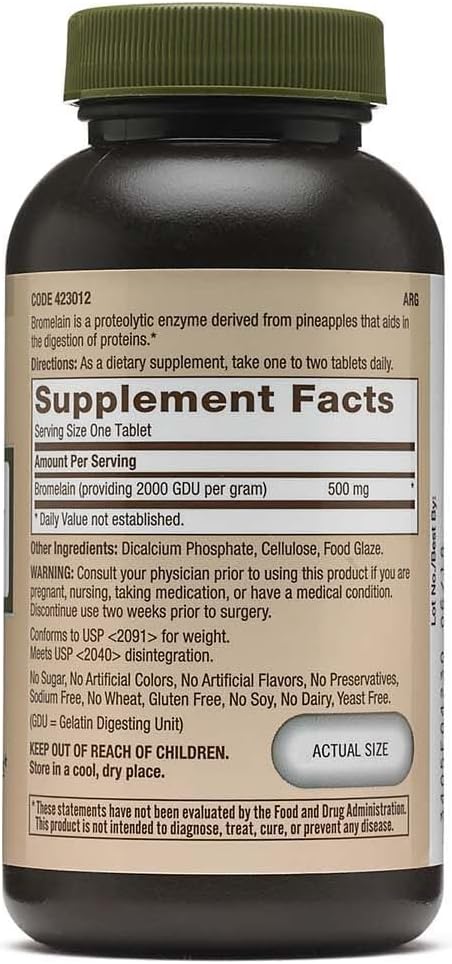 GNC Bromelina de marca natural 500 mg, 60 porciones